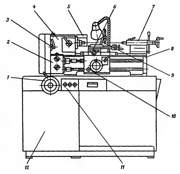 16У03П Розташування складових частинин токарно-гвинторізного верстата
